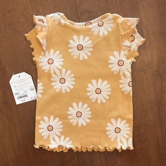 9M Ruffled Short-sleeved Floral Tee, Little Co. by Lauren Conrad. Mustard yellow - Picture 2 of 2